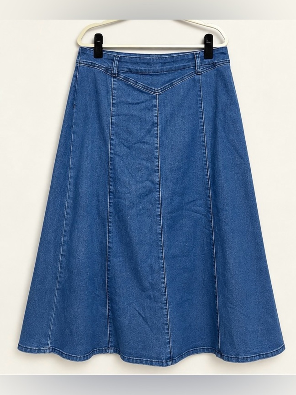 SHEIN Blue Paneled Denim A-Line Midi Skirt XXL